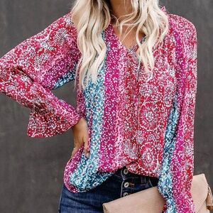 Collective Concepts Shimmery Boho Peasant Blouse
